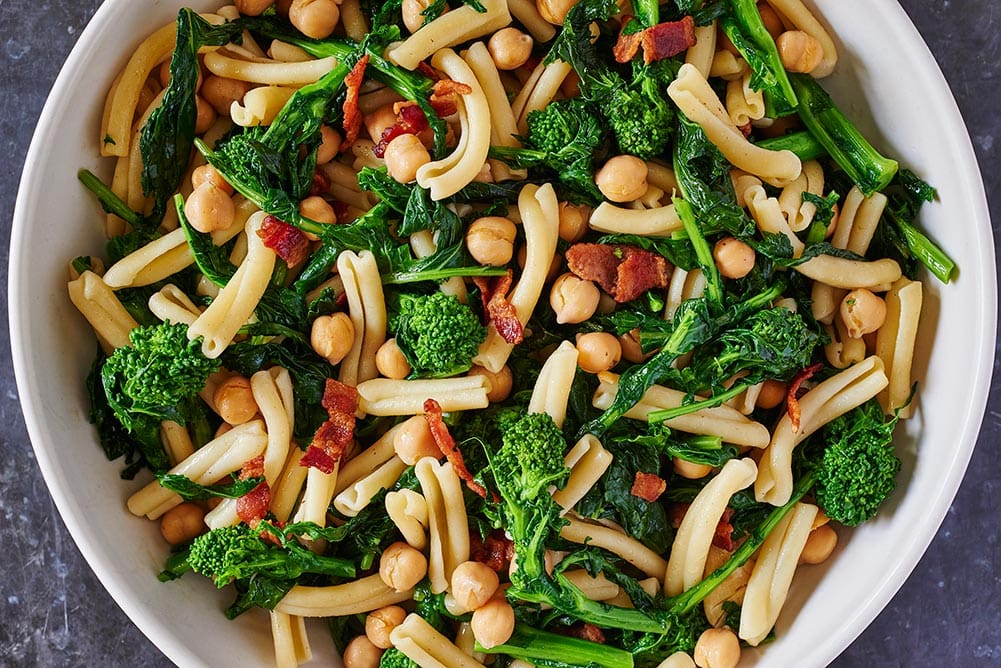 Broccoli Rabe Chickpea Bacon Pasta Bowl