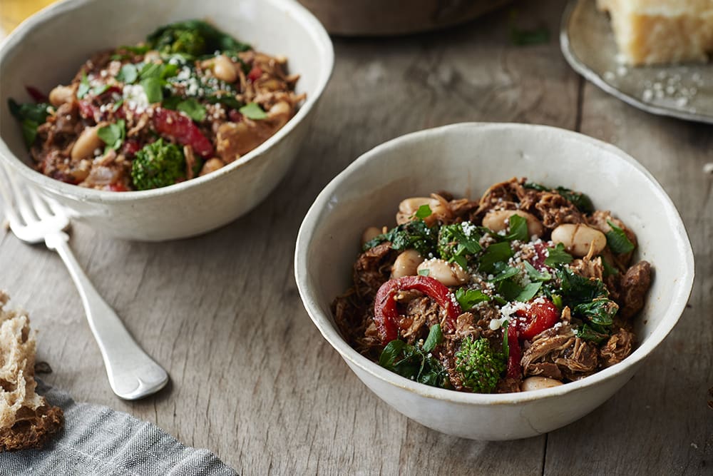 Crockpot Italian Chicken and Broccoli Rabe Chili