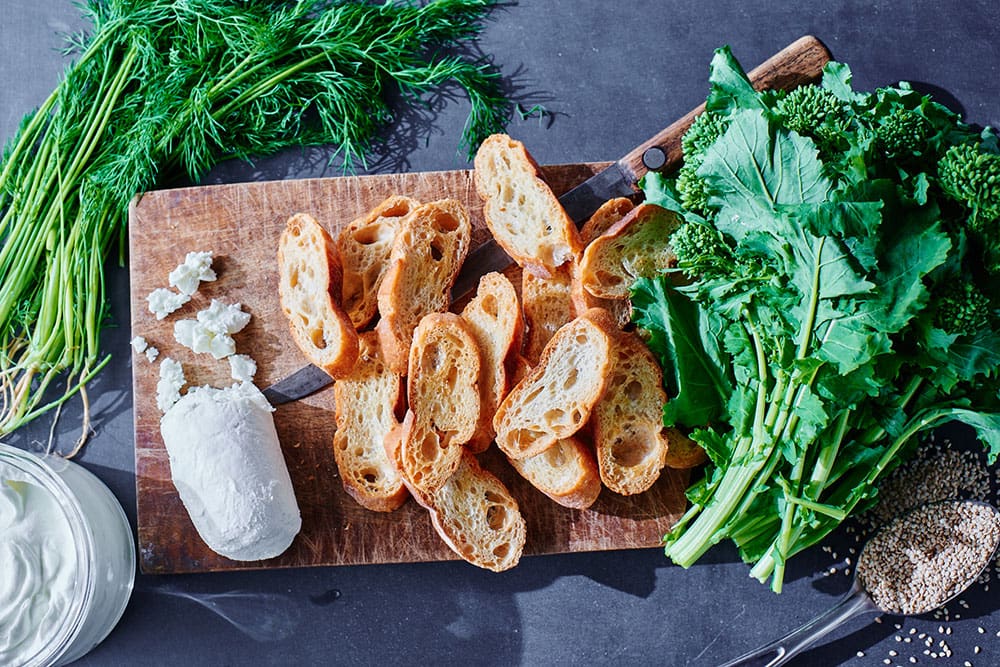 Broccoli Rabe Sesame Crostini