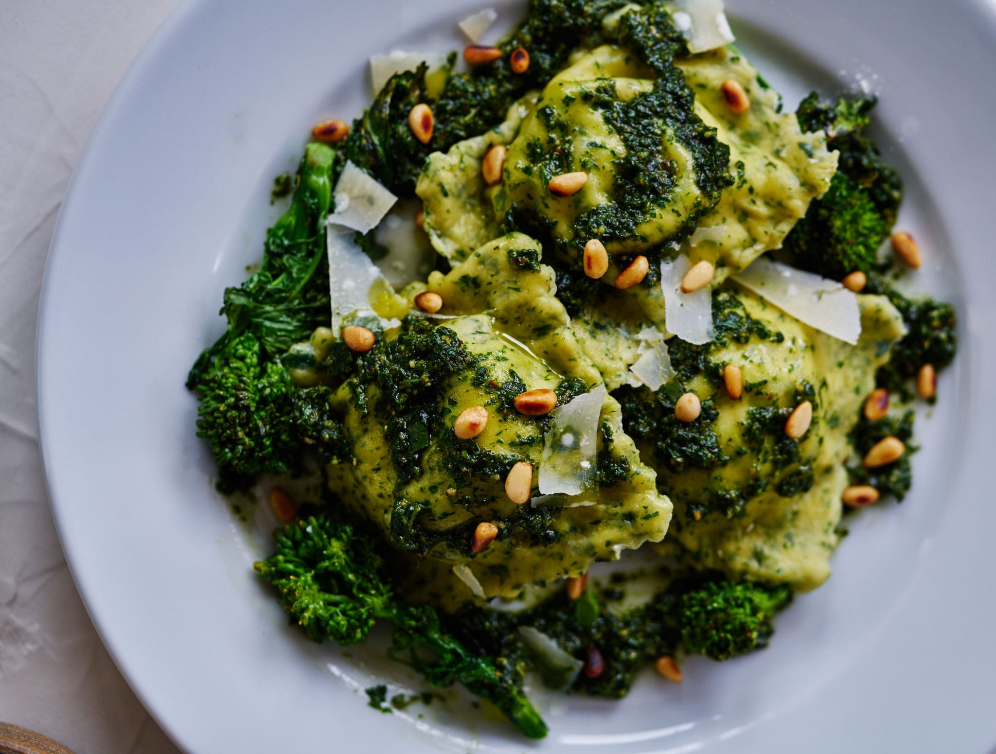 Broccoli Rabe Ravioli with Broccoli Rabe Pesto