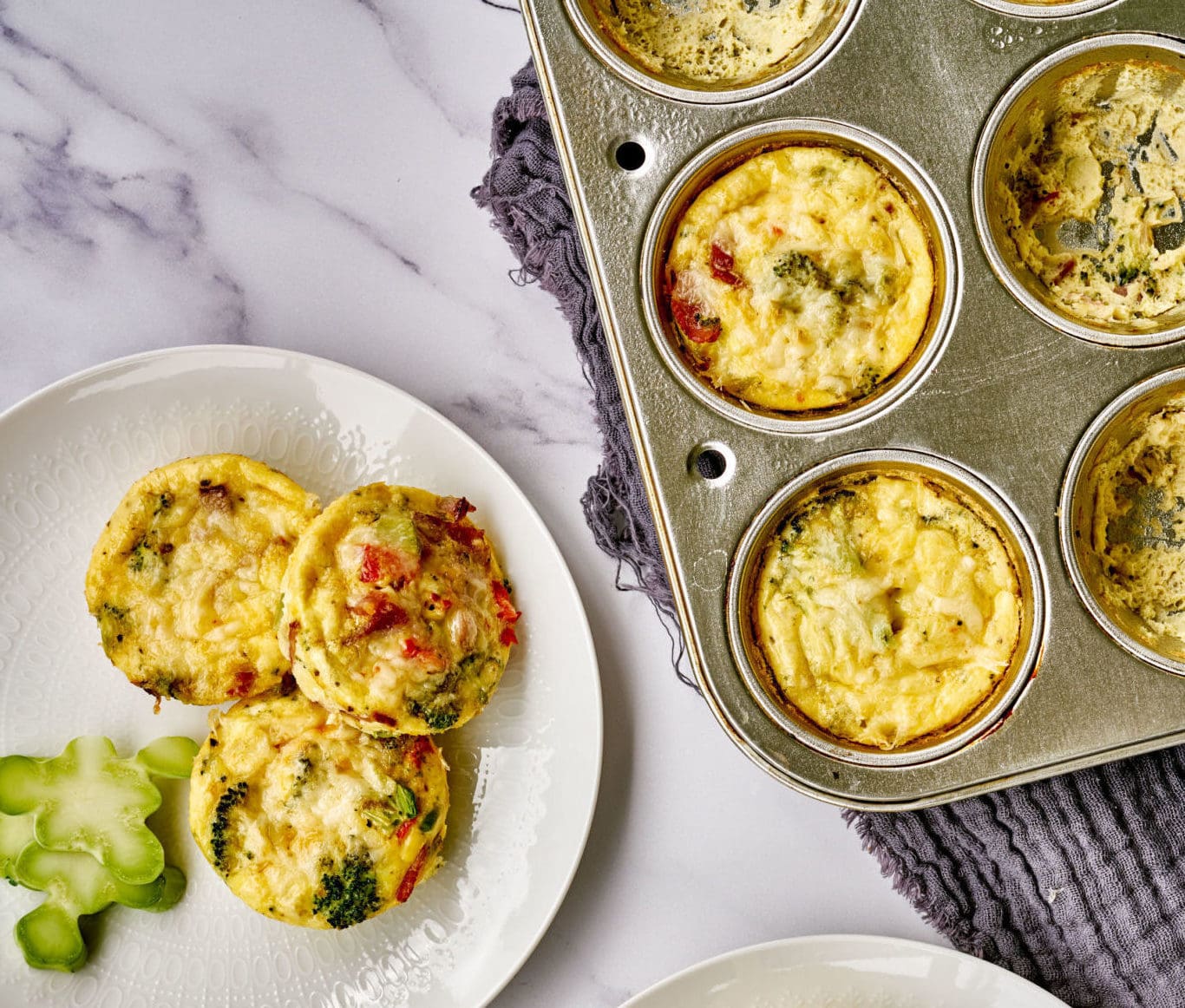 Broccoli, Pepper and Turkey Bacon Egg Bites