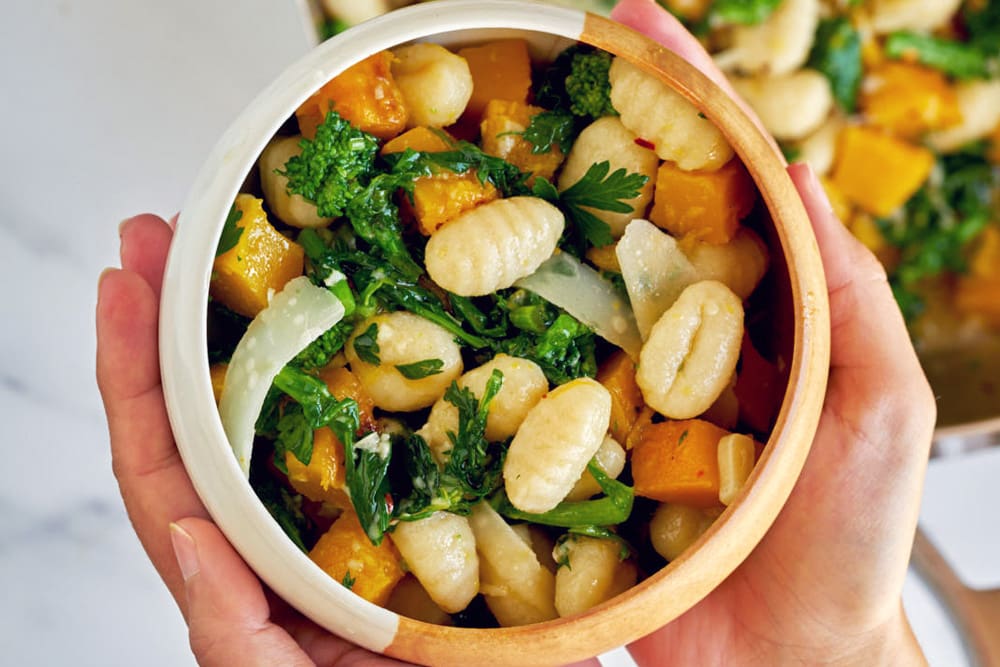 Broccoli Rabe and Pumpkin Aglio e Olio Gnocchi